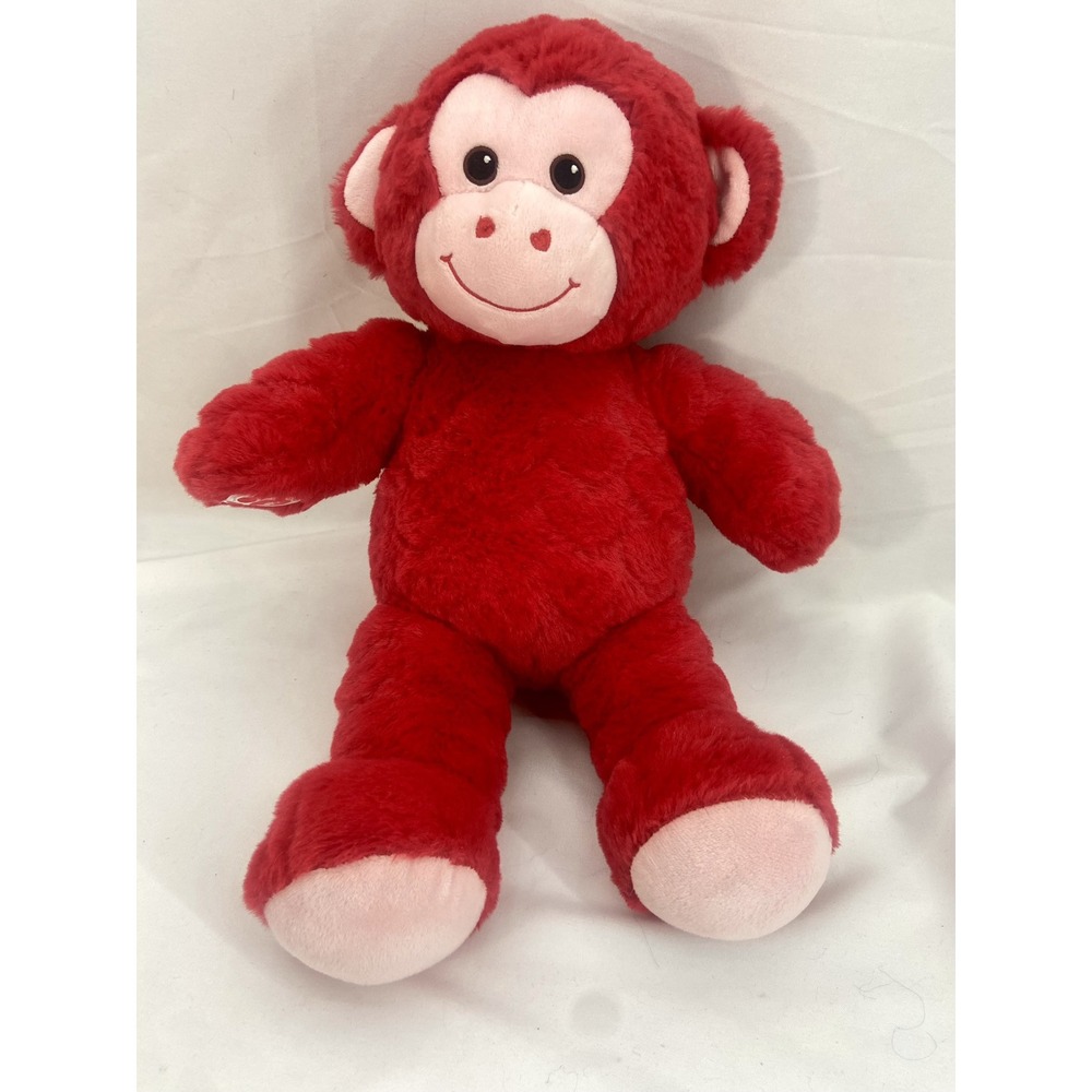 Build A Bear BAB Red Heart Monkey 16" Stuffed Valentines Day Plush Soft VG‎